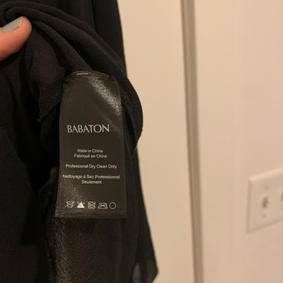 Aritzia Babaton Black Silk Long Sleeve Top - Picture 3 of 5